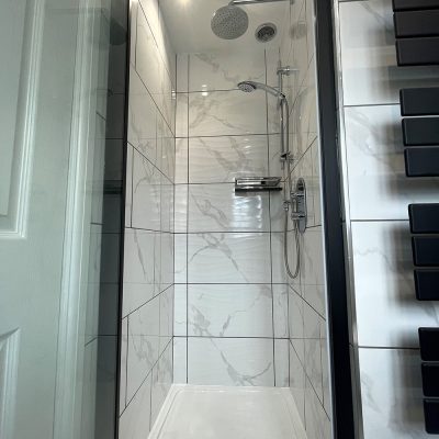 black-and-marble-shower